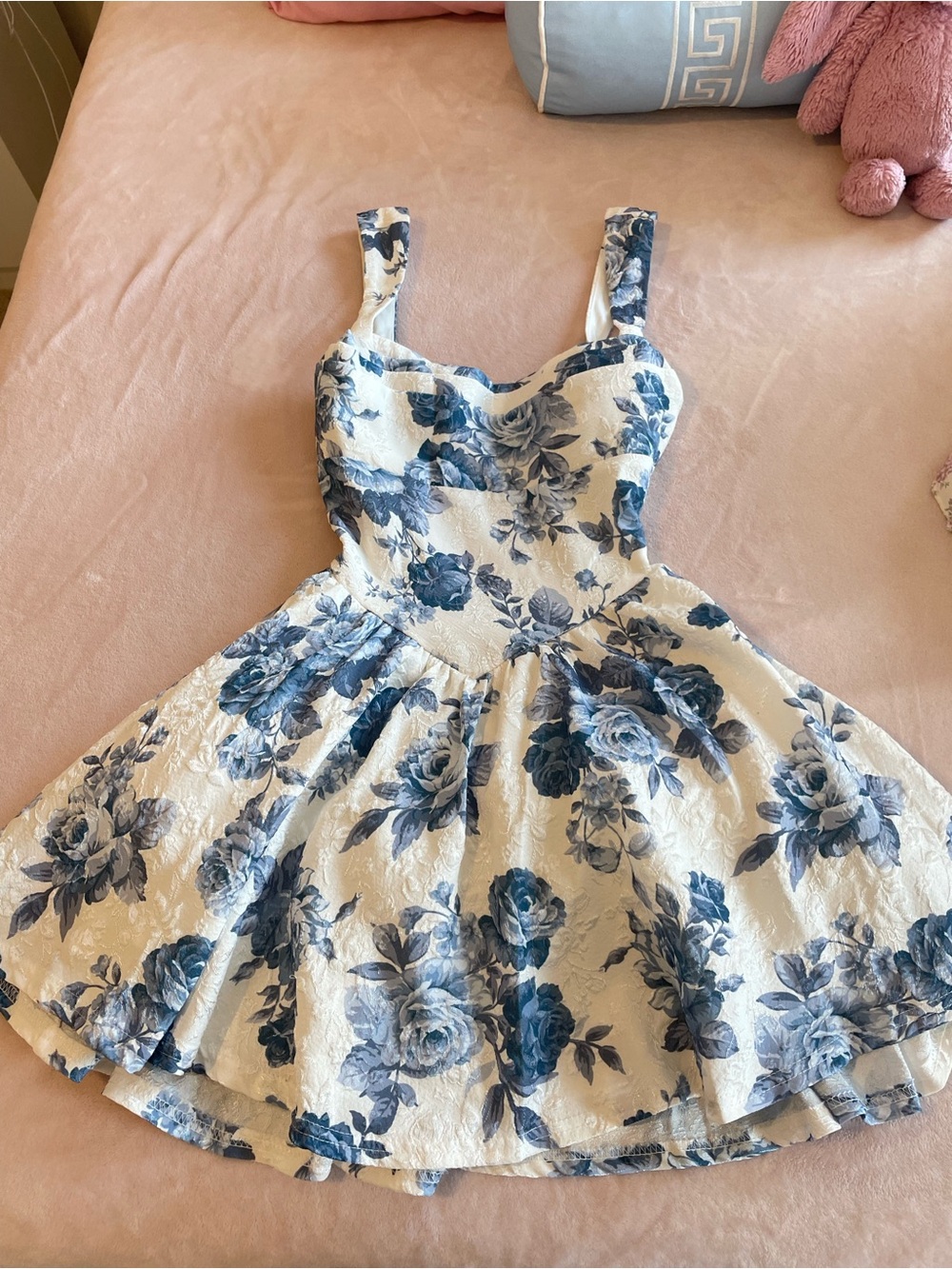 Windsor White Mini Dress with Blue Floral Print - Picture 4 of 6